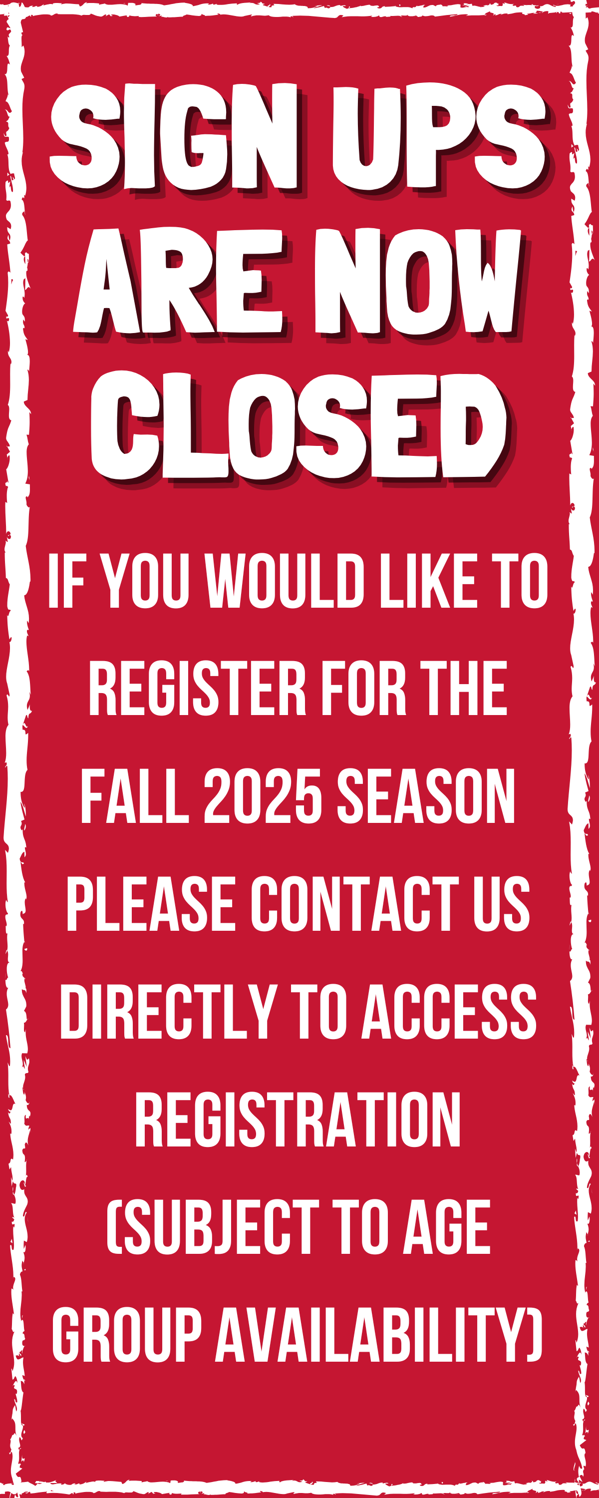 sign ups closed sign ups closed