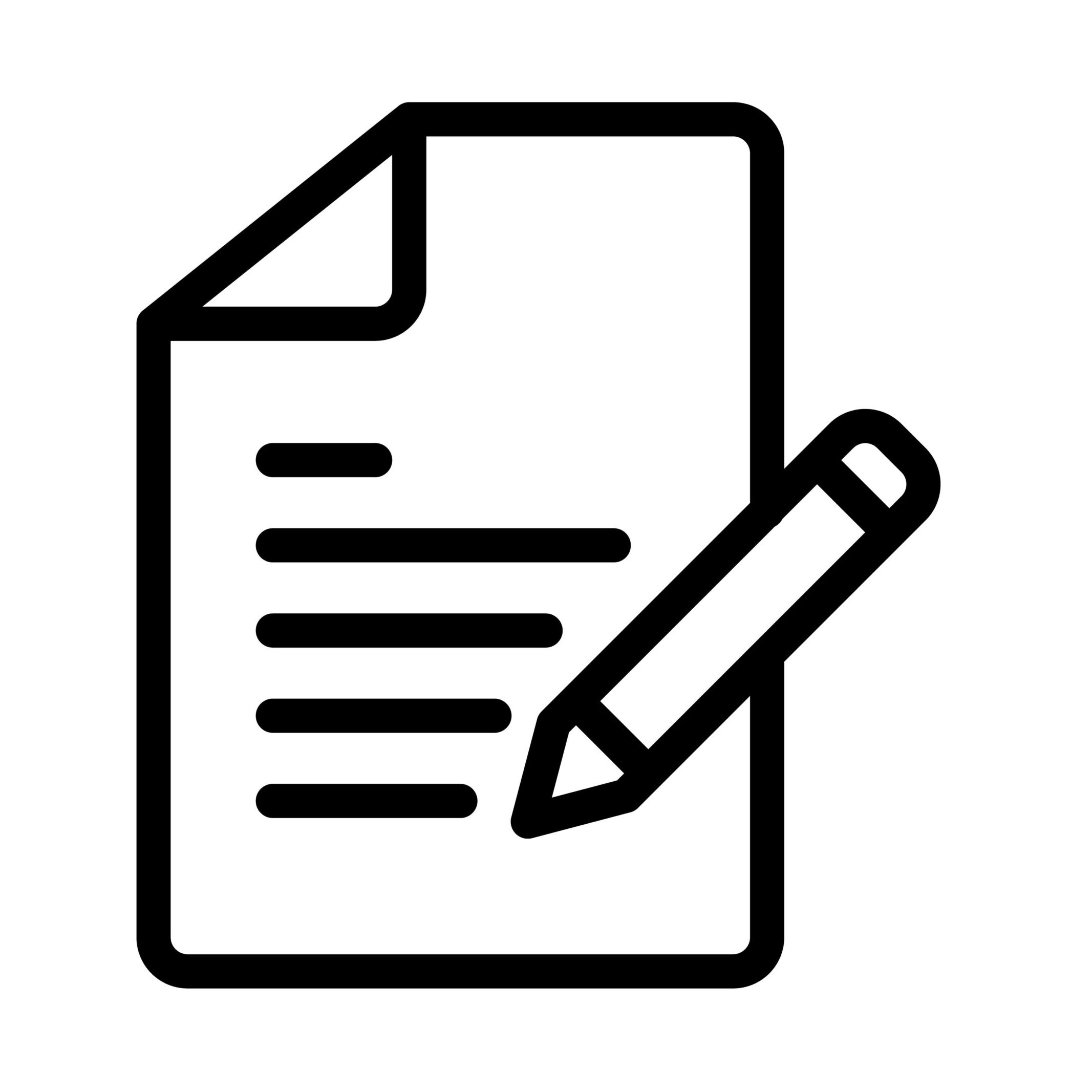 document create write single isolated icon with outline style black and white vector illustration